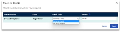 Credit Type Field